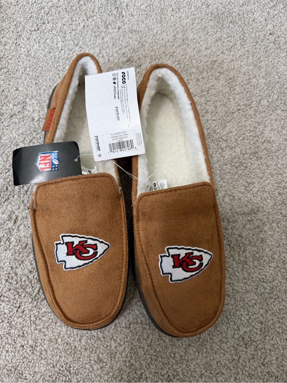 Forever Collectibles Brown and White Team Plush Slippers